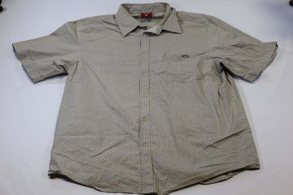 Vintage Oakley Monogram Allover Print Metal Logo Short Sleeve Shirt